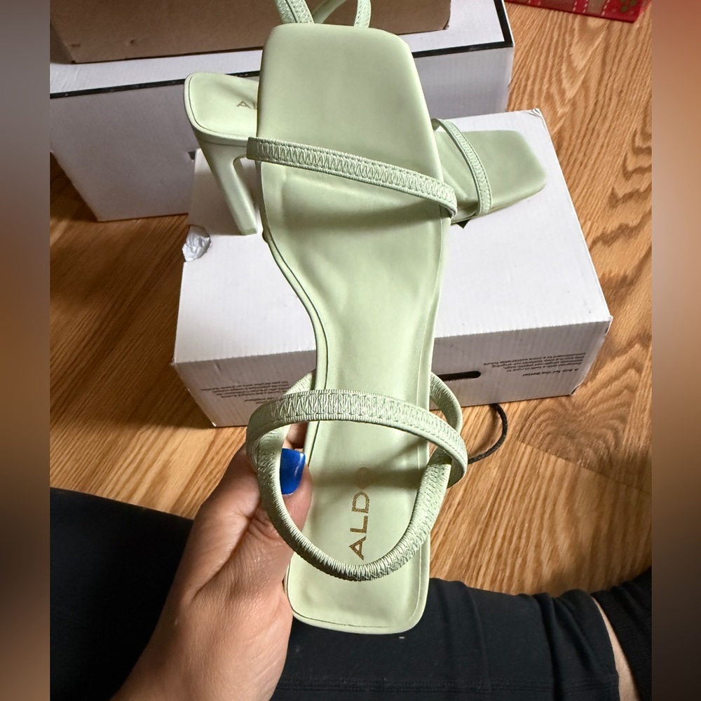 Aldo Light Green Strappy Heels - Picture 2 of 7